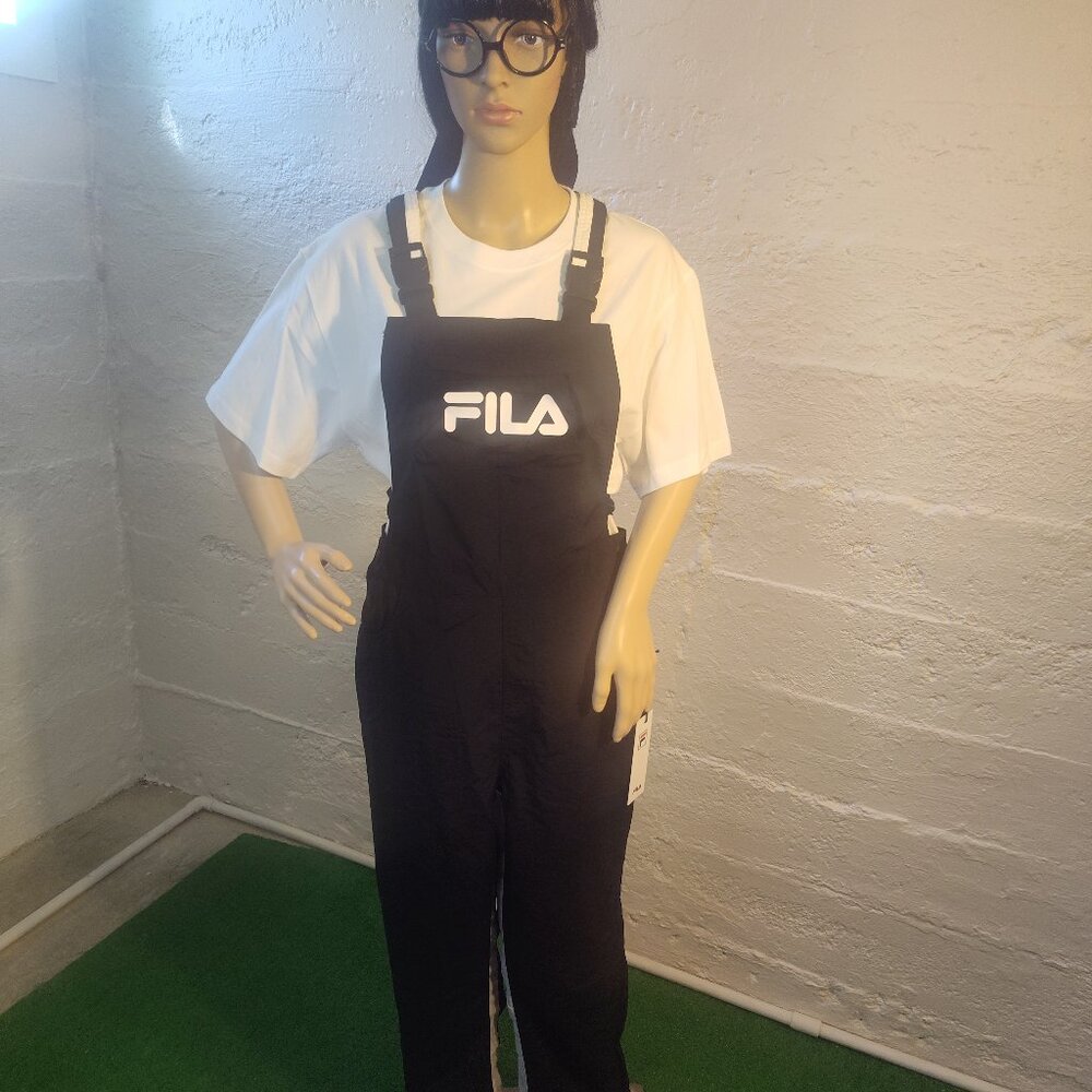 NWT Fila Logo Nadelle Overalls Black White Windbreaker Fabric Womens Size Small